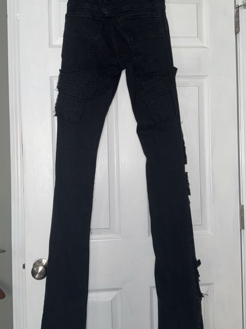 Slim Fit Black Patchwork Skinny Jeans - Men's - Picture 3 of 4